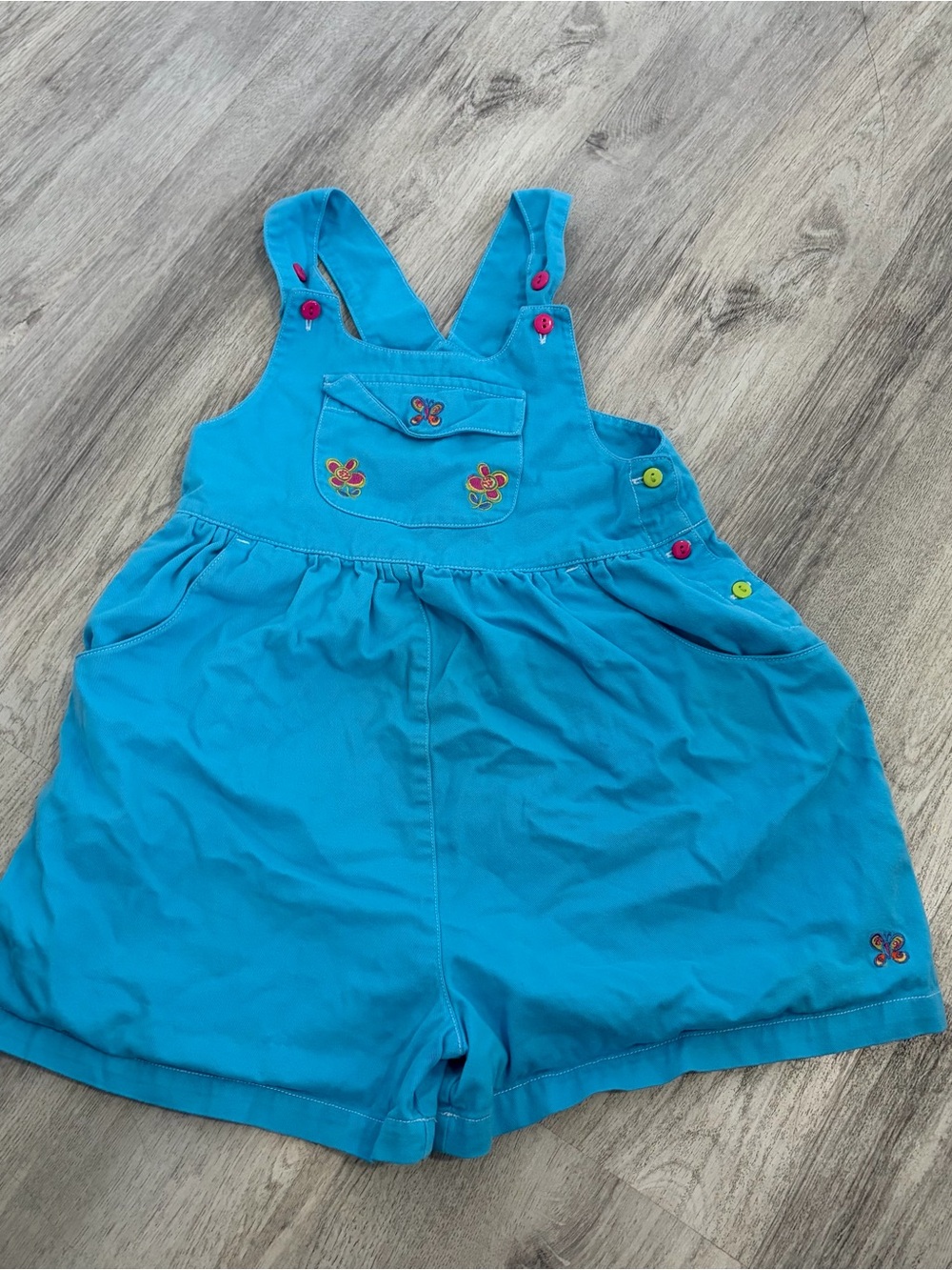 Gymboree Turquoise Girls' Short Overalls with Colorful Buttons